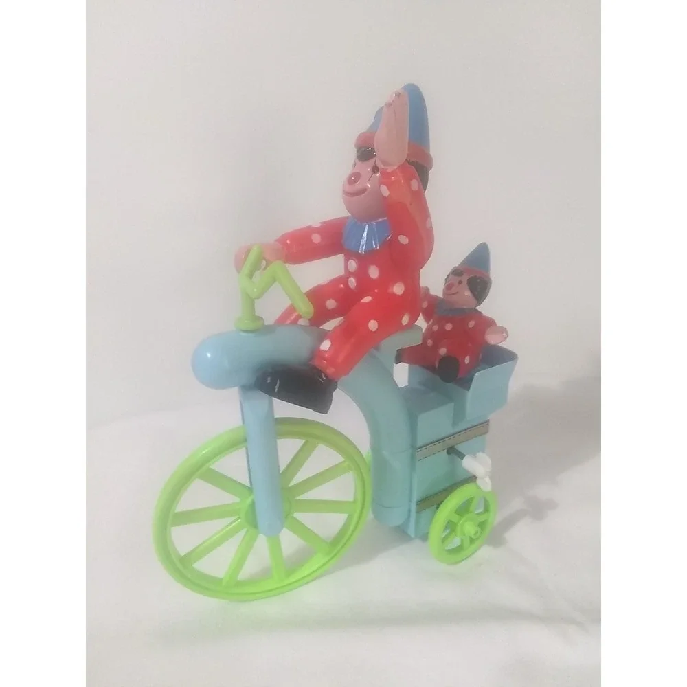 Vintage Wind-up Toy Joker And Old-fashioned Cycle New In Box‎ READ